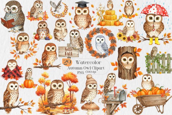 Autumn Owl Clipart Sublimation: A Designer's Seasonal Asset