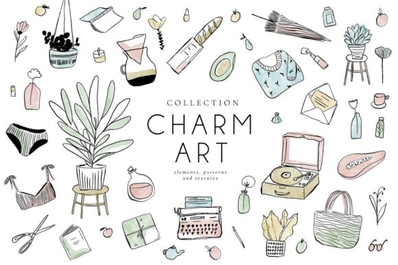 Charm Art Collection: Fresh, Hand-Painted Design Elements