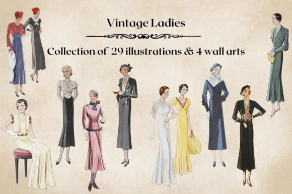 Charming Vintage Fashion Clipart for Modern Design