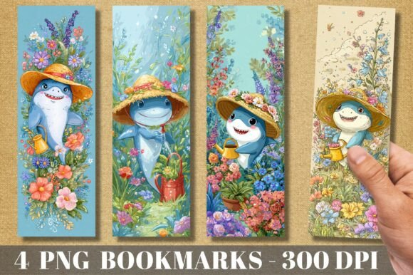 Cute Kawaii Shark Gardener Bookmark