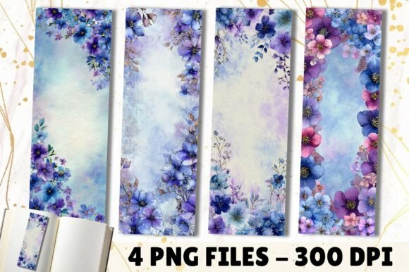 Elevate Your Design with a Watercolor Purple Blue Floral Bookmark