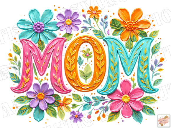 Elevate Your Projects with Floral Mom Png Brushstroke Mom Design