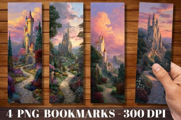 Enchanted Fantasy Castle Garden Bookmark: A Designer's Visual Asset