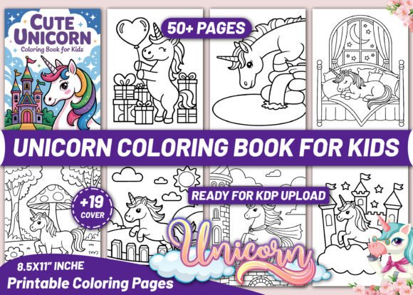 Magical Design Assets: The Cute Unicorn Coloring Book for Kids
