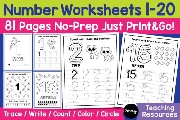 Number Writing Practice 1-20 Worksheets: A Design Asset for Learning