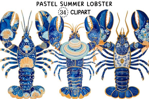 Pastel Summer Lobster Clipart: A Versatile Design Asset