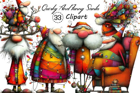 Quirky Santa, Funny Santa Clipart: A Designer's Holiday Asset