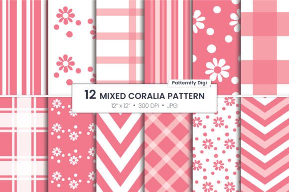 Red Striped & Floral Digital Backgrounds: Design Versatility
