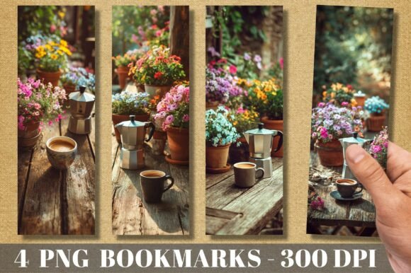 Rustic Garden Coffee Moka Pot Bookmark: A Designer's Asset