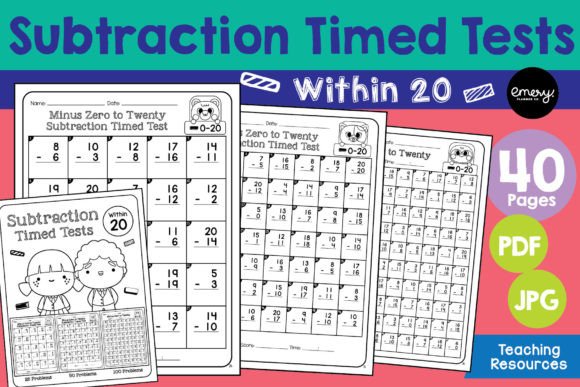 Subtraction Timed Tests | Within 20
