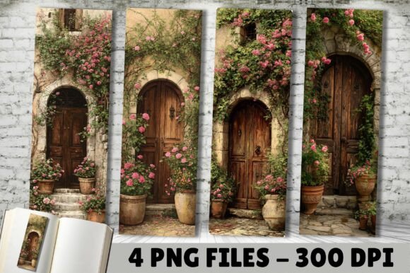 Vintage Rose Garden Wooden Door Bookmark: A Design Asset for Storytelling