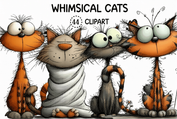 Whimsical Cats Clipart Bundle: Elevate Your Creative Projects