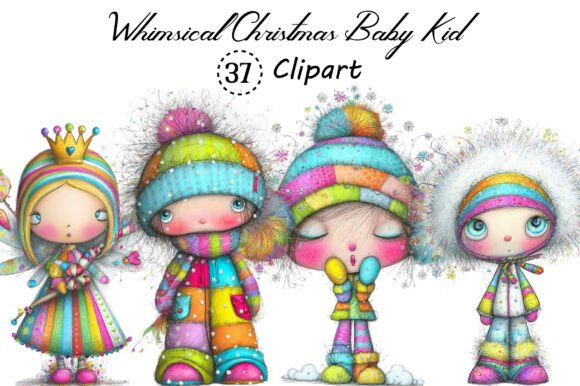 Whimsical Christmas Baby Kid Clipart: Design Magic