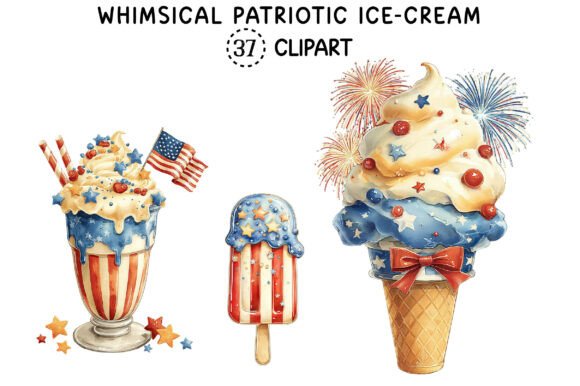Whimsical Patriotic Ice-Cream Clipart: A Design Sweet Spot
